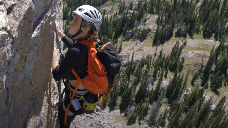 Brie Larson climbing Grand Teton Mountain