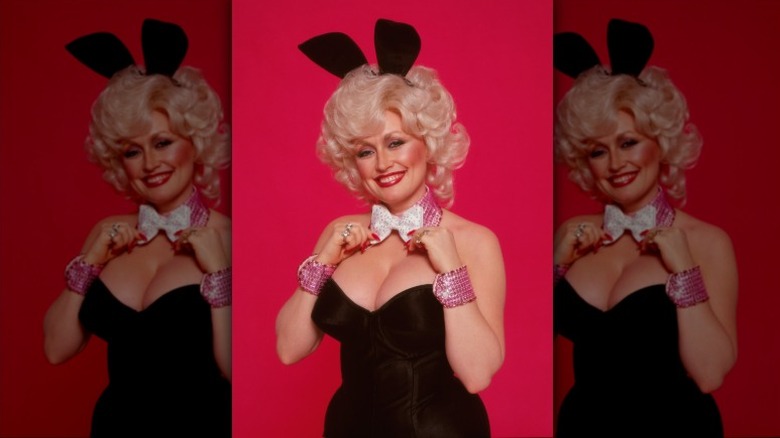 Dolly Parton posing as a Playboy bunny