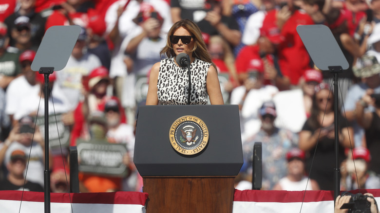 Melania Trump delivering a speech