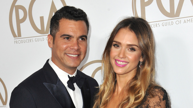 Jessica Alba and Cash Warren smiling