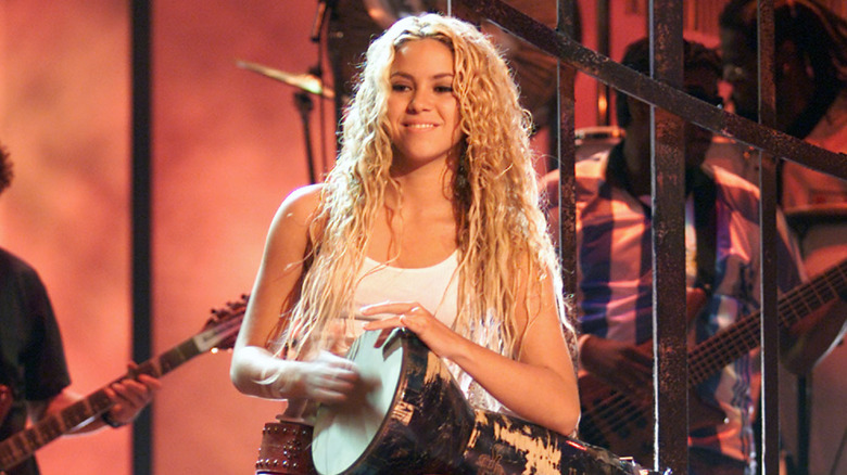 Shakira rehearsing for the 2000 Latin Grammys
