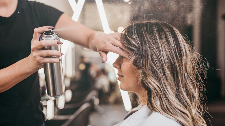 Hair spray in use at salon