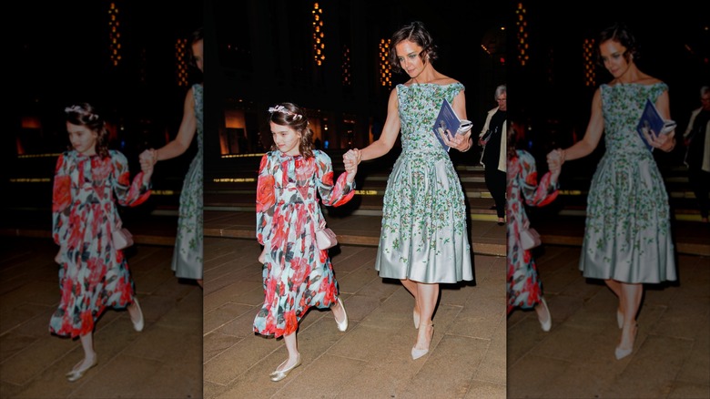 Little Suri and Katie Holmes dressed up