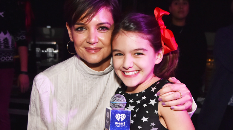 Katie Holmes and Suri Cruise at the iHeart Radio Jingle Ball in 2017