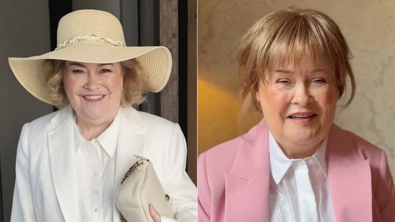 Side-by-side photos of Susan Boyle's new hairstyles