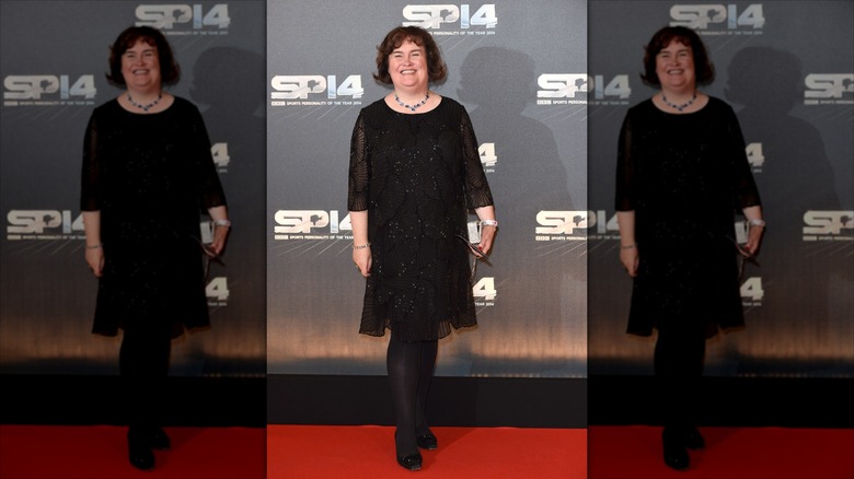 Susan Boyle smiling at the BBC Sports Personality of the Year Awards in 2014.