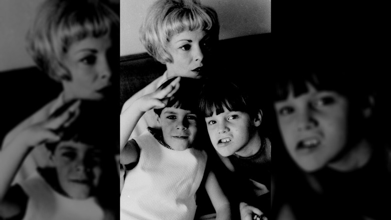 American actress Janet Leigh  with her daughters Kelly and Jamie Lee Curtis, Madrid, Spain, 1966.