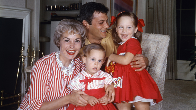 Tony Curtis and Janet Leigh with their two daughters, Jamie Lee and Kelly Lee.