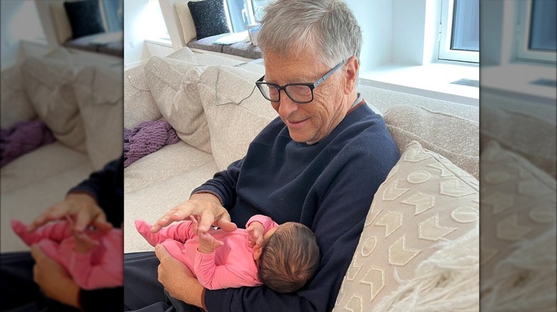 Bill Gates holds newborn granddaughter Leila
