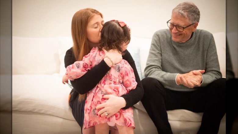 Bill Gates smiles at granddaughter Leila