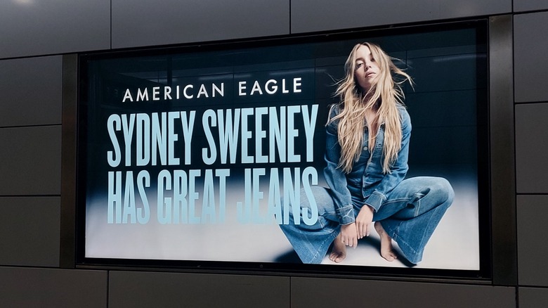 Sydney Sweeney's American Eagle campaign on a billboard in 2025