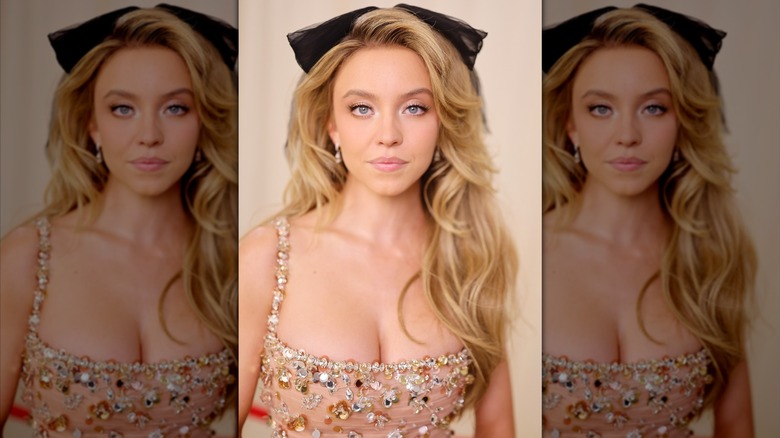 Sydney Sweeney nude embellished gown