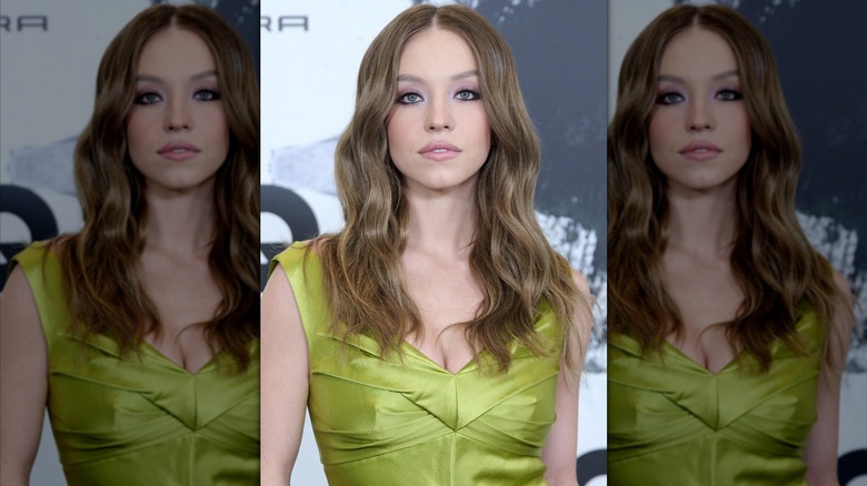 Sydney Sweeney green dress hair down