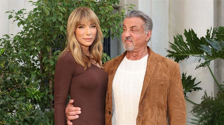 Sylvester Stallone poses with his wife, Jennifer Flavin