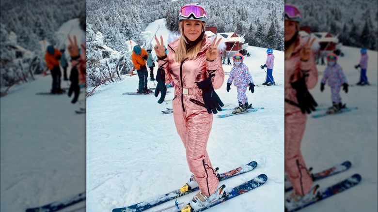 Karoline Leavitt goes skiing in Vermont in December 2021.