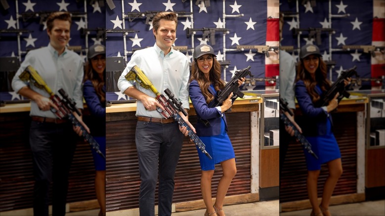 Lauren Boebert and Matt Gaetz pose with guns
