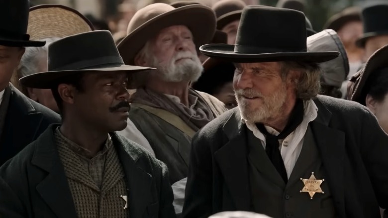 David Oyelowo and Dennis Quaid looking at each other in "Lawmen: Bass Reeves"