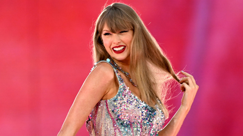 Taylor Swift onstage during the "Eras Tour" in 2024