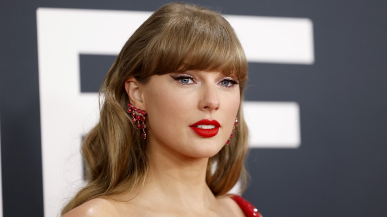 Taylor Swift on the Grammy's red carpet in 2025