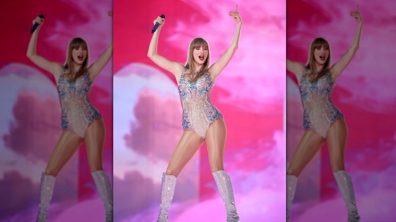 Taylor Swift dancing with microphone