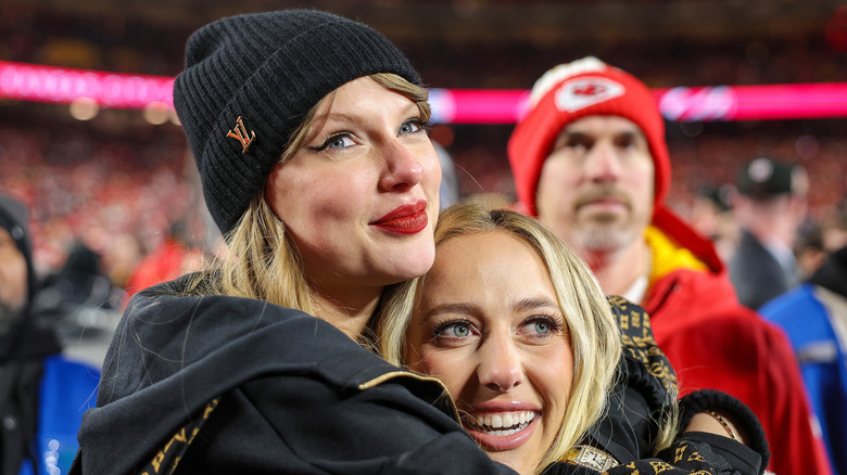 Taylor Swift hugging Brittany Mahomes