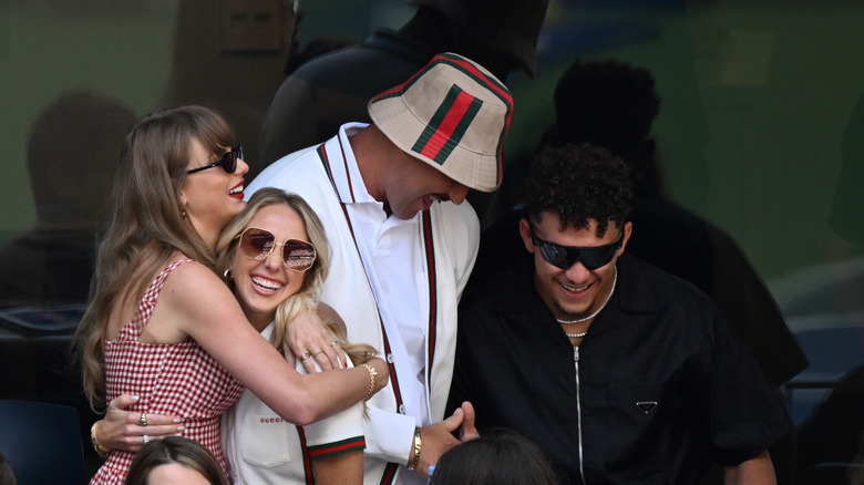 Taylor Swift hugging Brittany Mahomes