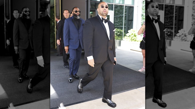 Kumar Ferguson leaving a New York hotel in his tuxedo