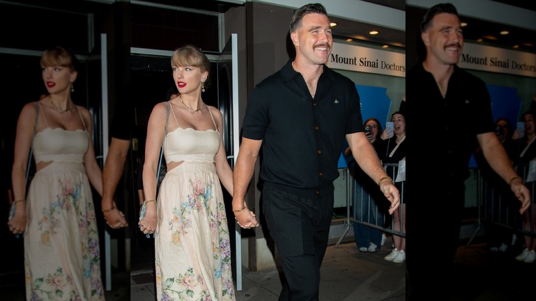 Taylor Swift and Travis Kelce holding hands