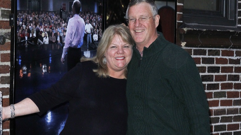 Andrea and Scott Swift behind the scenes at the David Letterman show