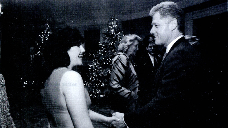Monica Lewinsky shaking Bill Clinton's hand in the 1990s