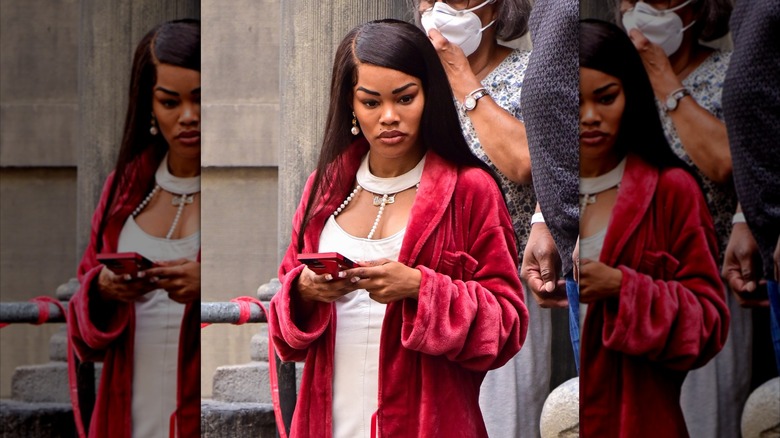 Teyana Taylor on the set of A Thousand and One in 2021