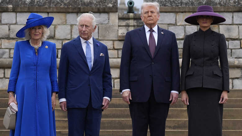 Queen Camilla, King Charles III, Donald Trump, and Melania Trump standing together