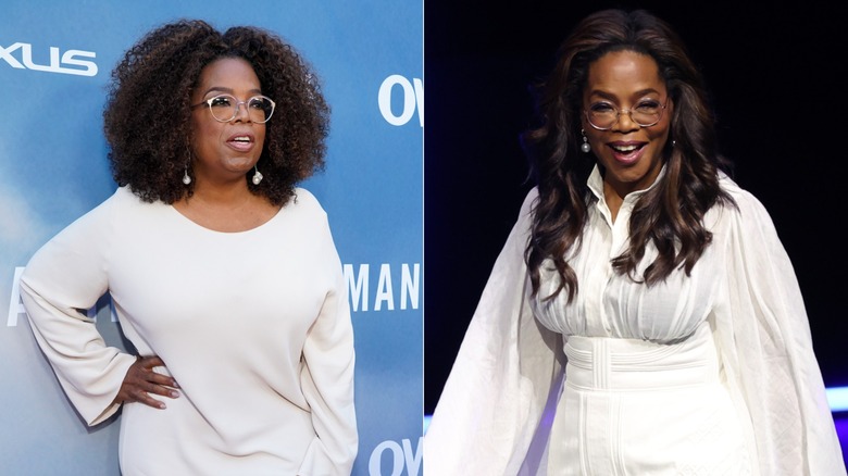 Split image of Oprah Winfrey before and after GLP-1