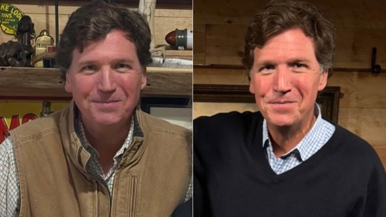 Split image of Tucker Carlson before and after GLP-1