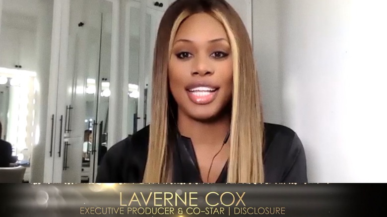 Laverne Cox accepting the Dorian Award for Best LGBTQ documentary for "Disclosure"