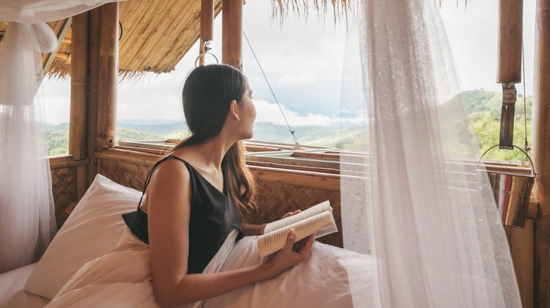 Woman reading book 