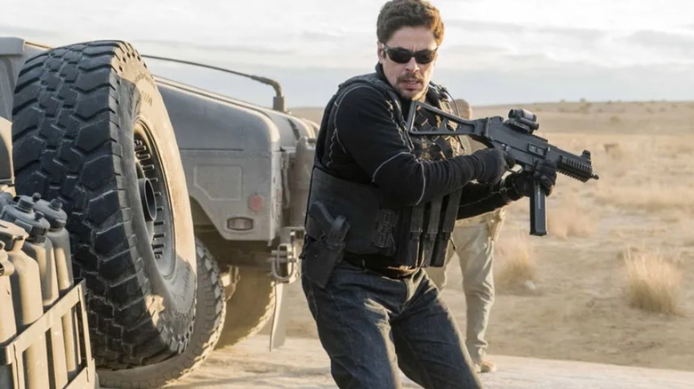 Benecio Del Toro acting in the 2015 crime drama 'Sicario'