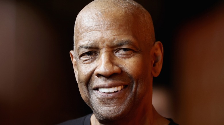 Close up of Denzel Washington smiling