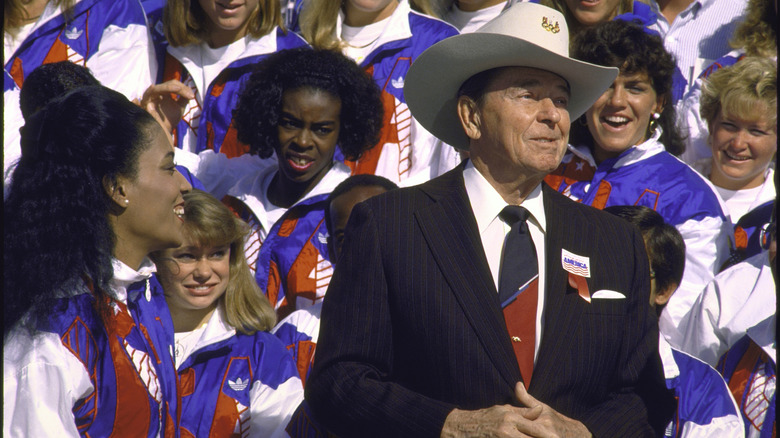 Ronald Reagan wearing a cowboy hat