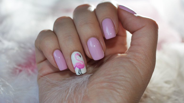 Pink manicure with accent nail