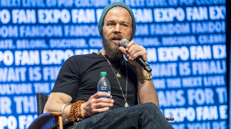 Ryan Hurst doing yoga onstage