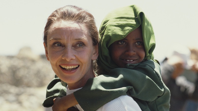 Audrey Hepbrun as a UNICEF Goodwill Ambassador and on a field mission in Ethiopia in 1988