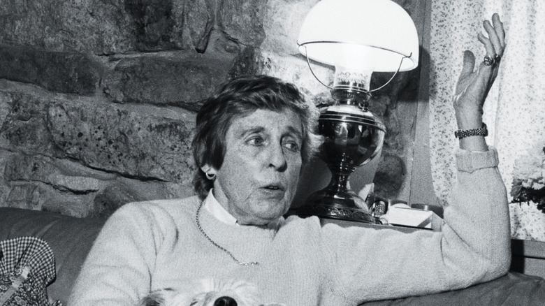 Black and white photo of Nancy Kulp in the 1980s