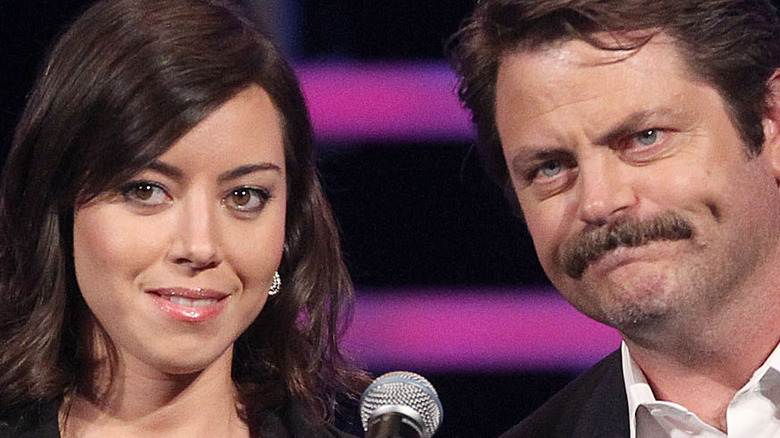 Aubrey Plaza and Nick Offerman