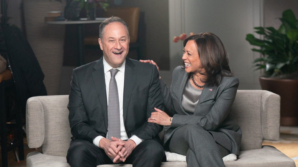 Kamala Harris and Doug Emhoff during interview