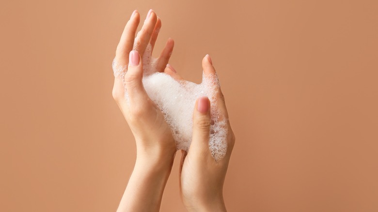 Person washing hands