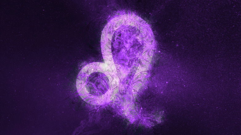 Leo zodiac sign in purple stars