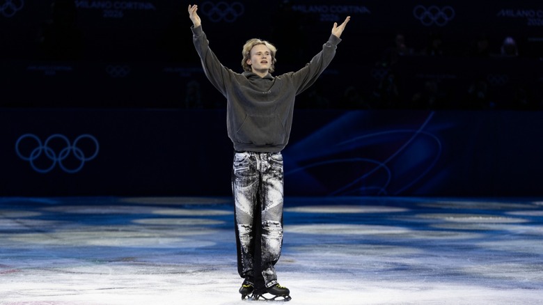 Ilia Malinin performing at the exhibition gala of the 2026 Winter Olympics