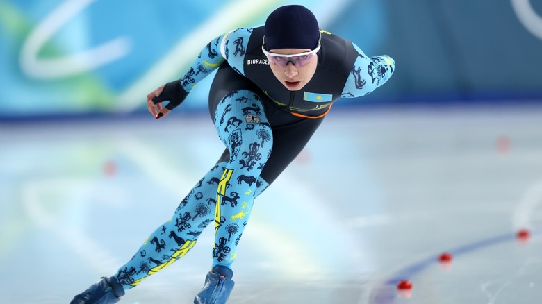 Nadezhda Morozova competing for Kazakhstan at the 2026 Winter Olympics