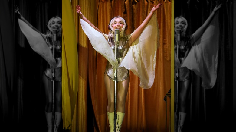 Sabrina Carpenter performing her headline set at Coachella 2026